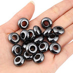 Nupuyai Pack of 30 Large Hole Stone Loose Beads for Jewelry Making, Polished Rondelle European Beads fit Charms Bracelet, Hematite - color: Silver, size: 14x8mm