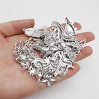 Julie Wang 90PCS Alloy Ocean Pendants Antique Silver Gold Tone Mermaid Tail Seahorses Shell Starfish Mixed Sea Charms for Necklace, Bracelet Summer Beach Jewelry Nautical Themed Craft Supplies - color: Antique Silver