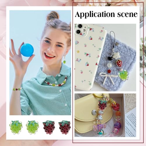 NBEADS 12 Pcs Handmade Lampwork Beads, 14mm Glass Fruit Beads Glass Grape Beads Loose Lampwork Spacer Beads for DIY Necklace Bracelet Earring Jewelry Making Crafts,2 Color
