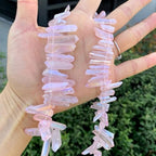 Adabele 15 Inch Natural Raw Healing Crystal Quartz Gemstone Loose Beads Small Drilled 15 Inch Rose Pink AB Titanium Coated Chakra Gem Stone Drop Stick GA8 - color: Rose Pink Ab, size: Small Size (15 Inch/1 Strand)