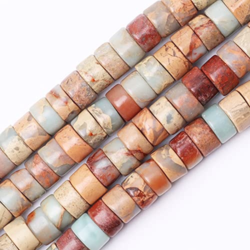 Natural Stone Heishi Beads for Necklace Making, 4 mm x 6 mm Small Flat Round Stone Loose Heishi Disc Gemstone Beads for Jewelry Making Craft Bracelet Earrings Necklace - Bumble bee Jasper - color: Bumble bee Jasper, size: 4mm X 6mm