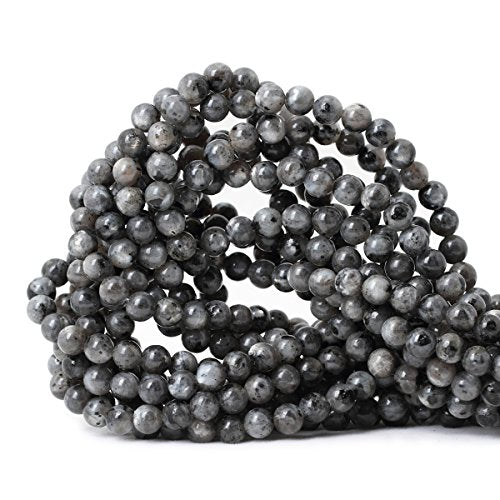 60PCS 6mm Natural Black Labradorite Gemstone Round Loose Beads Crystal Energy Stone for DIY Jewelry Making 1 Strand 15" - color: Black Labradorite, size: 6mm