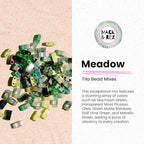 Mack and Rex Tila Bead Mixes (Meadow) – Half Tila Beads – Includes Sea Foam Green, Transparent Moss Picasso, Olive, Green Matte Rainbow, Two Golf Lime Green Shades, and Metallic Green - color: Meadow, size: 10 Gram Bag