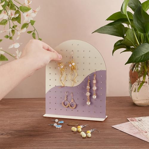 PH PandaHall Wood Earring Display Stands, 106 Holes Earring Holder Organizer Arch-shape Stud Earring Holder 2 Tones Jewelry Rack for Personal Usage Retail Trade Craft Show Exhibition