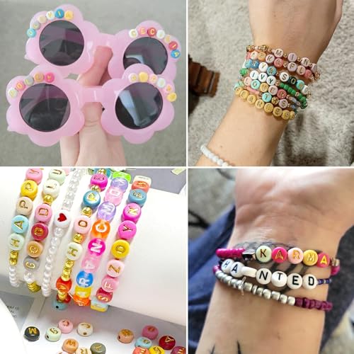 200PCS Round Letter Beads,4x7mm Color Acrylic Alphabet Beads Letter N Beads with Letters for Bracelet Making Necklace Keychain Jewelry DIY (Letter N) - color: Letter N
