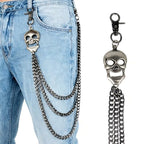 Layered Punk Pants Chain for Men Women, Gothic Hip Hop Jean Chain Wallet Chain Biker Trouser Chain, Goth Emo Fashion Keychain Accessories - color: 3L-Skull