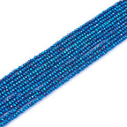 FASHEWELRY 10 Strands Briolette Crystal Glass Beads 2mm Rondelle Faceted Glass Spacer Beads Blue Plated for Necklace Bracelet Jewelry Making - color: Blue Plated, size: 2mm