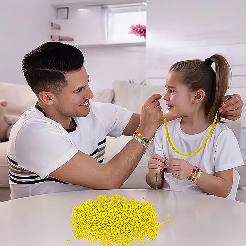 QPIXVB 1100pcs Pony Beads,Friendship Bracelet Beads Kit,Bead for Jewelry Making and Bracelets Making,Bulk Hair Bead for Braids,Crafts - color: yellow beads