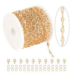 KYUNHOO 16.4 Feet Jewelry Making Supplies Set Gold Plated Brass Chain for Jewelry Craft Making Clear Beaded Necklace Chains Roll with Jump Rings Lobster Clasps - color: Clear Beaed-Gold