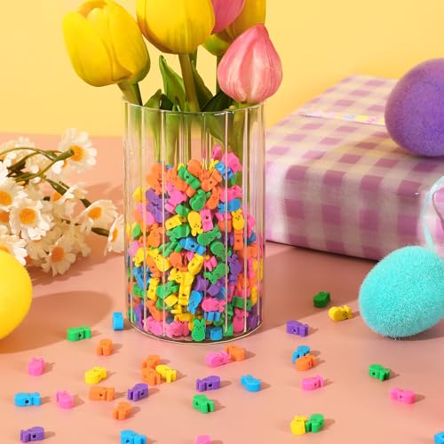 Easter Polymer Clay Beads, 300pcs Bunny Mixed Spacer Clay Beads for Spring Easter Jewelry Making DIY Bracelet Necklace Accessories Craft Party Supplies - color: Pink Blue Yellow Green Purple Orange