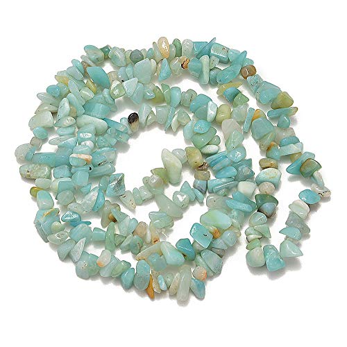 PLTbeads 5-8mm Natral Healing Gemstone Waist Bracelets Necklace Kit Irregular Stone DIY Crafts Design Jewelry Making 1 Strand per Bag Approxi 34 inch (Amazonite Chips) - color: Amazonite Chips