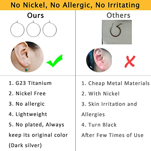 6pcs 20G Pure Titanium Earring Hoops DIY Beaded Earrings Findings Components for Jewelry Making 20mm, Hypoallergenic Beading Hoop Earring Making Kit - color: 6pcs 20mm Earrings hoop, size: 6PCS