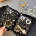GSXRB Travel Jewelry Organizer Case with Clear Zipper Pouches,3pcs Velvet Jewelry Storage Book Binder, Multi-Layer Inner Pages for Earrings/Rings/Necklace/Bracelet, Compact & Waterproof(Black lining) - color: Black lining