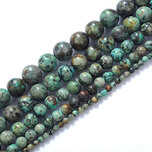 Natural Stone Beads 2mm African Turquoise Stone Round Loose Beads Crystal Energy Stone Healing Power for Jewelry Making DIY,1 Strand 15" - color: African Turquoise, size: 2MM