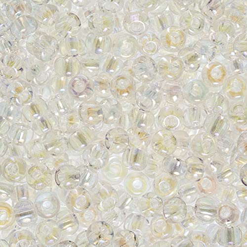 John Bead Czech Glass Seed Beads 6/0 Crystal AB Beads for Jewelry Making Crafts, 23g Vial - color: Crystal AB