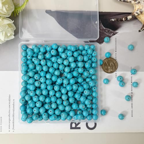 Turquoise Beads Bulk 10mm - 280pcs Natural Semi-Precious Gemstone Round Space Loose Beads for Jewelry Making, Bracelets, Necklaces, Earring, DIY Handmade Crafts, Healing Stone Gifts - color: Turquoise Round 10mm