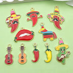 Sailanzi 20pcs Alloy enamel Mexican style chili cactus Jewelry Making DIY Keychain Earrings Pendant Various Design Charms for Jewelry Making Bracelets Necklace(SN1097) - color: SN1097