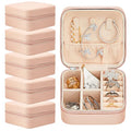 Taiyin Travel Jewelry Case, Bridesmaid Gifts Mini Jewelry Organizer, PU Leather Portable Earring Box for Women Girls - color: Pink