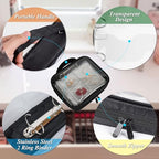 Travel Jewelry Organizer Case Transparent Jewelry Storage Book Binder Bag for Earrings, Rings, Necklace, Bracelet,Black - color: Black,Clear Window