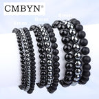 2/3-Pieces 4mm 6mm 8mm Natural Crystal Gemstone – Handmade Reiki Energy Healing Stretch Bracelets Jewelry for Yoga, Meditation, Unisex - color: 3 Pieces (BlackOnyx&Hematite&MatteBlackAgate), size: 6mm