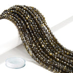 AD Beads Natural Gemstone Diamond-Cut Micro-Faceted Round Tiny 4mm Small Round for DIY Necklace Jewelry Making Beads (Gold Obsidian) - color: Gold Obsidian