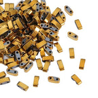 Beadia Dark Gold Hematite Stone Tila Beads 5x2mm Rectangle 2-Hole Spacer Beads for DIY Bracelet Earring Making 15.7"/Strand - color: Dark Gold Hematite, size: 5x2mm