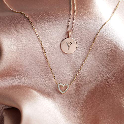 PAVOI 14K Gold Plated Cubic Zirconia Heart Necklace | Cute Dainty Love Pendant Necklaces for Women - Valentines Day Trendy Jewelry - style: Heart CZ