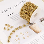 SMYHTGLIF 6.5 Feet Gold Paperclip Jewelry Making Chains Roll Buckles Link Unsoldered Stainless Steel Chain for Jewelry Making with Lobster Clasps and Open Jump Rings - color: Knot Gold