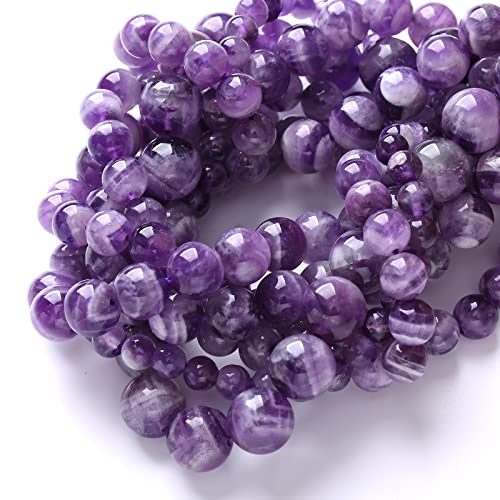 Natural Purple Dream Lace Amethysts Beads Crystal Round Loose Beads for Jewelry Making 6mm 60PCS 1 Strand 15" (Purple Dream Lace Amethysts, 6mm) - color: Purple Dream Lace Amethysts, size: 6mm