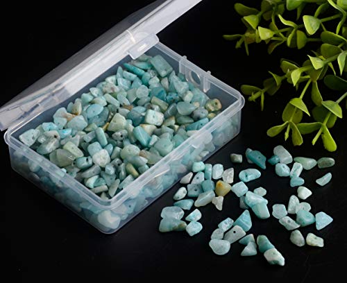 Natural Chip Stone Beads Amazonite Stone 5-8mm About 400 Pieces Irregular Gemstones Healing Crystal Loose Rocks Bead Hole Drilled DIY for Bracelet Jewelry Making Crafting (5-8mm, Amazonite Stone) - color: Amazonite Stone