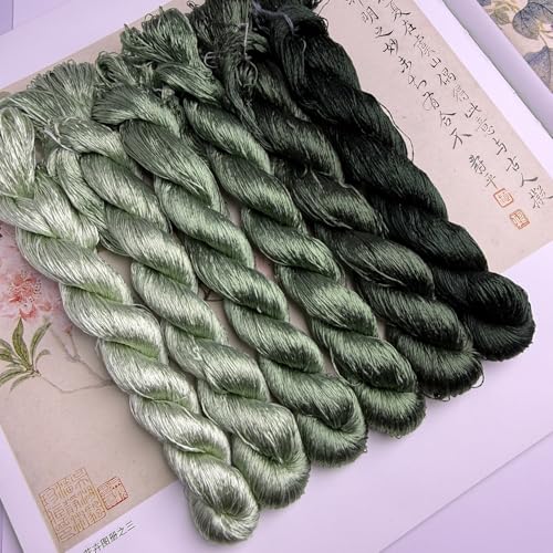 100% Nature Mulberry Handmade Embroidery Silk Thread Woven Jewelry Accessory Artificial Flowers Cross Stitch Floss DIY Sewing Kits 6 Gradient Colors 22m Each (40) - color: 40