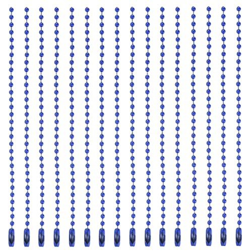 MECCANIXITY Ball Bead Chain Beaded Necklace Chains 5 Inch Adjustable Metal Ball Chains 2.4mm/0.1inch Keychain for Jewelry Making,DIY Craft Projects,Pack of 36(Blue) - color: Blue