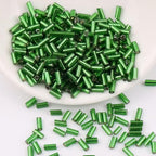 2000Pcs Tube Seed Beads 2x7mm Mini Long Glass Bugle Bead Small Craft Loose Spacer Beads for DIY Phone Charms Waist Bead Bracelets Earrings Necklaces (Dark Green) - color: Dark Green