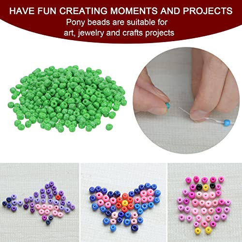 HARFINGTON 2000Pcs Small Glass Beads 6/0 4mm Loose Tiny Round Small Beads for Bracelet Earring Rings Jewelry Making, Green - color: Green