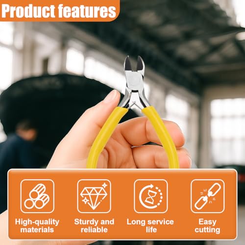 YoRise Mini Wire Cutter, Metal Non-Serrated Precision Side Cutting Pliers with Anti-Slip Grip Handle, Auto Diagonal Nose Plier Accessory for Cutting Wires, Crafting and Jewelry Making(Diagonal) - size: Diagonal
