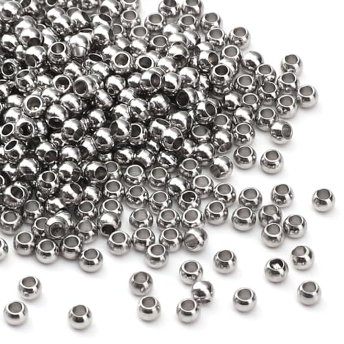 304 Stainless Steel Round Beads 2.0mm 400pcs Spacer Beads for Jewelry DIY Making and Repairing - size: 2.0mm