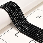 30 Pcs 4x13mm Black Onyx Agate Stone Column Tube Bead, Round Tubular Beads for Jewelry Making Bracelets DIY - color: Black Onyx, size: 4x13mm