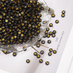 1000pcs 4x7mm Round Letter Beads Black Acrylic with Gold Letter Alphabet for Jewelry Making Friendship Bracelets (Gold Black) - color: gold Black