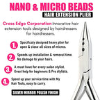 Pro Hair Extension Tools Mini 3 Holes Silicone Micro Beads & Nano Rings Hair Extensions Opener & Remover Pliers Hair Tinsel Feathers Fitting Plier Micro Bead Crimping Plier (Mirror Polish Soft)