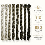 Natural 100% Silk Thread, Handmade Embroidery Thread Silk Floss 8 Colors 110m Each (67) - color: 67