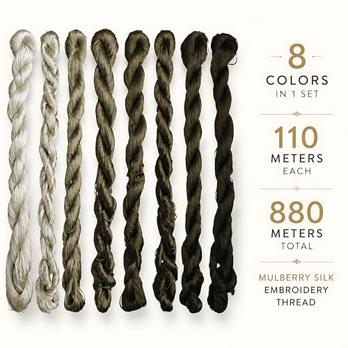 Natural 100% Silk Thread, Handmade Embroidery Thread Silk Floss 8 Colors 110m Each (67) - color: 67