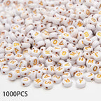 1000pcs 4x7mm Letter Beads, Acrylic Alphabet Beads A-Z Round Letter Beads for Friendship Bracelets Necklaces DIY Crafts Gifts Jewelry Making (White Gold) - color: White