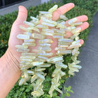 Adabele 30 Inch Natural Raw Healing Crystal Quartz Gemstone Loose Beads Small Drilled Point Peridot Green AB Titanium Coated Chakra Gem Stone Drop Stick GA10 - color: Peridot Green Ab, size: Small Size (30 Inch/2 Strands)
