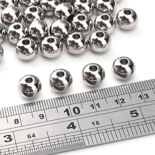 304 Stainless Steel Round Beads 10mm 36pcs Spacer Beads for Jewelry DIY Making and Repairing - size: 10.0mm