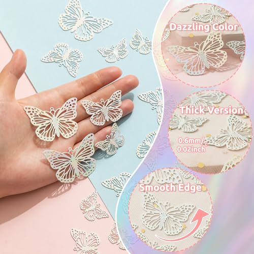 Dazzling Colorful Filigree Charms Hollow Out Multicolor Geometric Filigree Pendants for DIY Jewelry Making Earrings Necklaces Components - color: Butterfly
