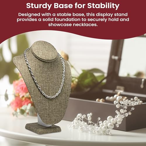Novel Box Burlap Stand Jewelry Necklace Display 7.5x4x11 Inches - Freestanding Travel Necklace Holder Stand - Necklace Mannequin Organizer Stands - Necklace Displays Large - color: Burlap, size: Large