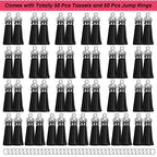 Keychain Tassels Bulk, Paxcoo Small Tassels for Jewelry Making, 50pcs Leather Tassel Keychain Charms with 50pcs Jump Rings for DIY Key Chain Craft, Black - color: Black