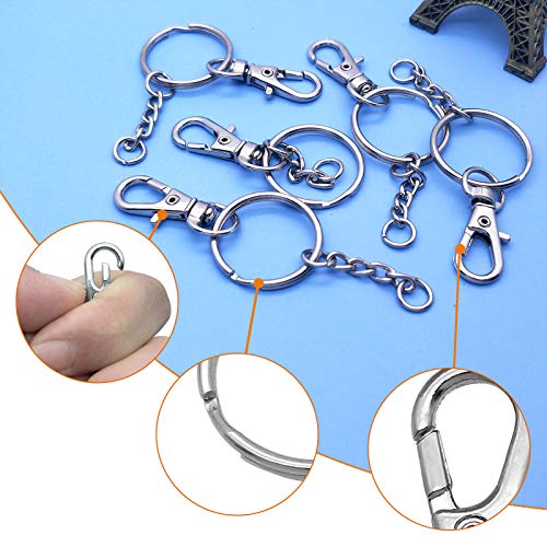 150Pcs Swivel Snap Hook Set,Stainless Steel Split Key Rings with Chain and Jump Rings Bulk for Keychain Lanyard,Crafts Supplies