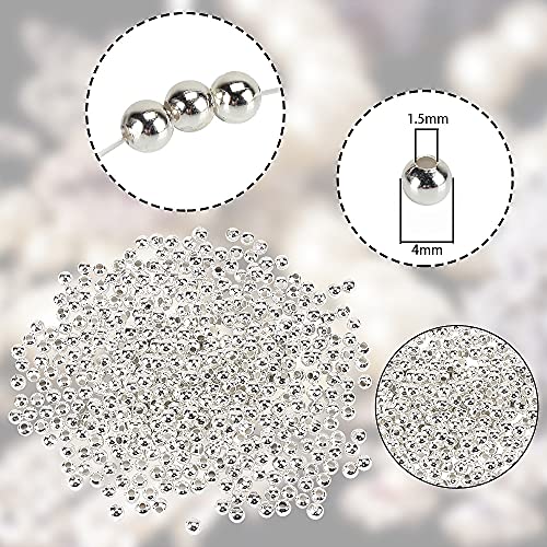 LolliBeads (R) Silver Plated Smooth Round Metal Beads 4 mm 600 Pcs - color: Silver 600 Pcs 4mm