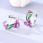 LAZA 925 Sterling Silver Hoop Earrings for Women, Sterling Silver Butterfly Hoops Colorful Flowers Hoop Huggie Earrings Hypoallergenic Jewelry Gifts for Women - color: Flower Earrings